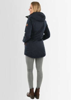 Ireliaa Dames Parka – Windafstotende winterjas met teddyvoering en capuchon - Navy Blauw - S