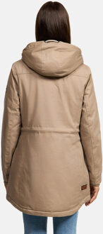 Ireliaa Dames Parka – Windafstotende winterjas met teddyvoering en capuchon - Taupe Beige