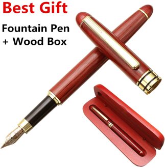 Iridium Penpunt Palissander Vulpen Houten Teken Pen Box Kit Vintage Gouden Vulpen Voor Business Kantoor School Student