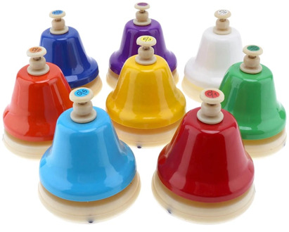 IRIN 8Pcs/Set 8 Note Diatonic Metal Hand Bells Set Percussion Instrument for Kid Children Musical Instrument Toy
