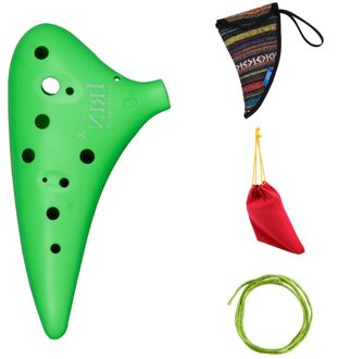 IRIN12 Gat C Tone Ocarina + Nationale Stijl Pakket + Strap + Kleur Tas Groen