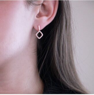 Irina oorbellen - Oostenrijks kristal Wit en roségoud