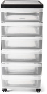 IRIS ladesysteem met wieltjes - 6 lades - zwart - 62x40x29 cm