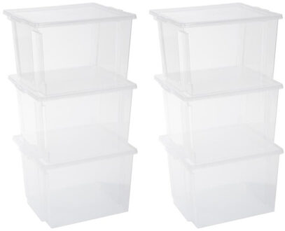 IRIS Storage Box Opbergbox - 30 Liter - Transparant - Set Van 6