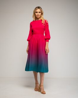 Iriserende geplooide jurk - maat Fuchsia