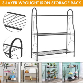 Iron 3-layers Plant Stand Succulent Shelf Rack Balcony Simple Indoor Garden Flower Pot Shelf Shoes Rack Book Shelf Home Decor