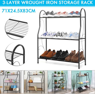 Iron 3-layers Plant Stand Succulent Shelf Rack Balcony Simple Indoor Garden Flower Pot Shelf Shoes Rack Book Shelf Home Decor