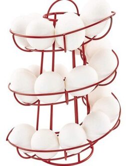 Iron Art Ei Opbergrek Spiraal Dispenser Mand Restaurant Ei Display Stand Ruimte Tot 24 Huishouden Keuken Organisatie Rood