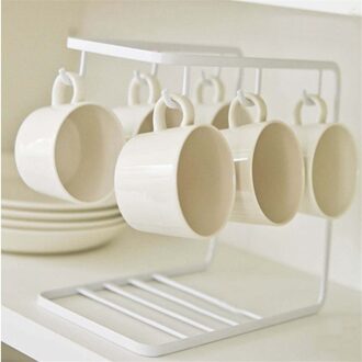 Iron Bekerhouder Mok Cup Koffiekopje Afvoer Opknoping Planken Wijn Cup Opslag Beugel Keuken Organisator Rack wit