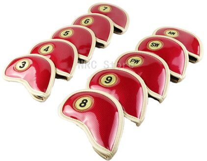 Iron Cover Golfclub Headcovers 10 Stks/set Pu Leer Waterdicht En Duurzaam rood