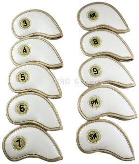 Iron Cover Golfclub Headcovers 10 Stks/set Pu Leer Waterdicht En Duurzaam wit