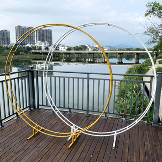 Iron double rod ring wedding arch outdoor marriage birthday party round arch decoration background shelf decoration arch frame