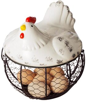 Iron Ei Opslag Mand Snack Fruit Mand Creatieve Collectie Keramische Kip Ornamenten Decoratie Keuken Accessoires Een