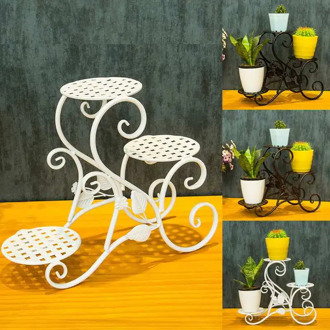 Iron Flower Shelf Rack Home Floor-style Living Room Green Flower Pot Shelf 3Layers Indoor Outdoor Garden Flower Stand Pot Rack