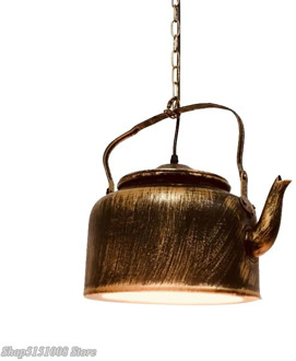 Iron Kettle Retro pendant lights Bar Dining Room Kitchen Hanging Lamp Decor Modern Industrial Led Light Fixture Teapot Luminaire