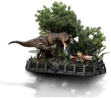 Iron Studios Jurassic Park Demi Art Scale Statue 1/20 T-Rex Chase 30 cm