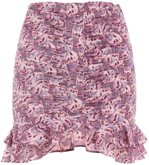 Isabel Marant Geplooide Mini Rok met Ruches Isabel Marant , Purple , Dames - S,Xs,2Xs