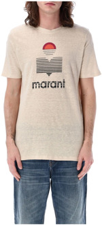 Isabel Marant Karman Logo Print Crewneck T-Shirt Isabel Marant , Beige , Heren - Xl,M,S