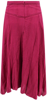 Isabel Marant Roze Hoge Taille Geborduurde Rok Isabel Marant , Pink , Dames - M,Xs,2Xs