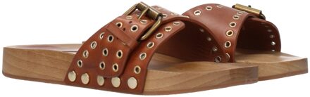 Isabel Marant Studded Leren Slide Sandalen Bruin