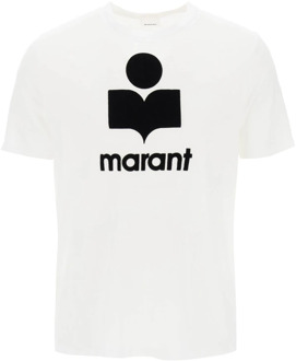 Isabel Marant T-shirt met flocked logo Isabel Marant , White , Heren - L,M,S