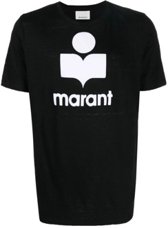 Isabel Marant Zwart Logo Linnen T-shirt Isabel Marant , Black , Heren - L,M,S,Xs