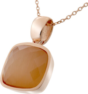 'Isabella' Dames 925 Sterling Zilveren Ketting met Hanger - Roze ZH-7198/OR Rosé