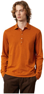 Ischia Polo Shirt met Lange Mouwen Massimo Alba , Orange , Heren - 2XL
