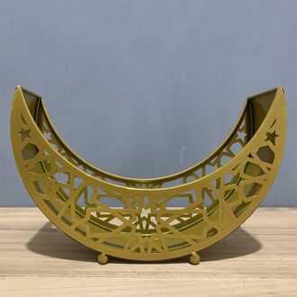 Islam Eid Tafel Ramadan Voedsel Dienblad Organizer Mand Fruit Biscuit Plaat Moslim Mubarak Thuis Ornamenten maan gouden