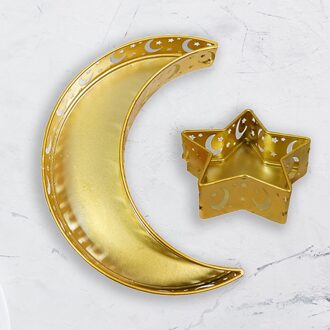 Islam Eid Tafel Ramadan Voedsel Dienblad Organizer Mand Fruit Biscuit Plaat Moslim Mubarak Thuis Ornamenten maan ster gouden