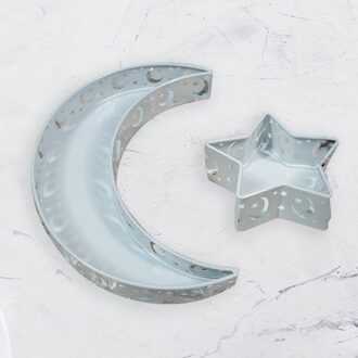 Islam Eid Tafel Ramadan Voedsel Dienblad Organizer Mand Fruit Biscuit Plaat Moslim Mubarak Thuis Ornamenten maan ster wit