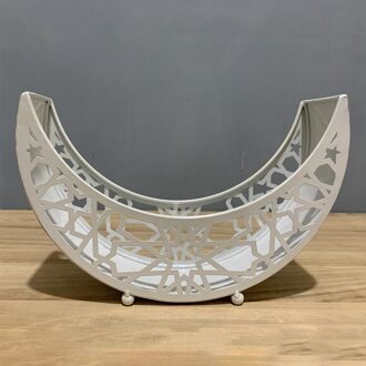 Islam Eid Tafel Ramadan Voedsel Dienblad Organizer Mand Fruit Biscuit Plaat Moslim Mubarak Thuis Ornamenten maan wit