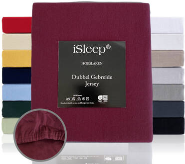 iSleep hoeslaken Dubbel Jersey Combed Yarn - 140x200 - Bordeaux Rood