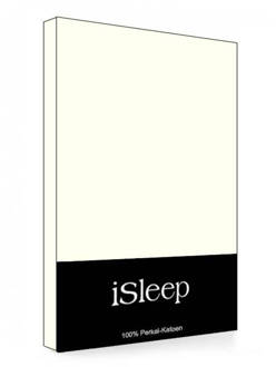 iSleep Hoeslaken Perkal Katoen - Licht Beige - 160x200