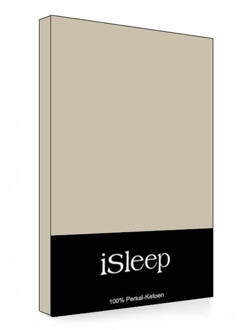 iSleep Hoeslaken Perkal Katoen - Medium Beige - 180x210