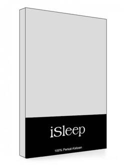 iSleep Hoeslaken Perkal Katoen - Zilver - 160x220