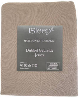 iSleep Split-topper Hoeslaken Dubbel Jersey Combed Yarn - 160x200/210 Cm - Taupe