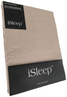 iSleep Split-topper Hoeslaken Perkal Katoen - Medium Beige - 180x210