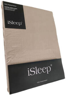 iSleep Topper Hoeslaken Perkal Katoen - Medium Beige - 160x200