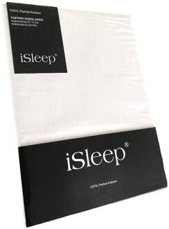 iSleep Topper Hoeslaken Perkal Katoen - Wit - 180x200