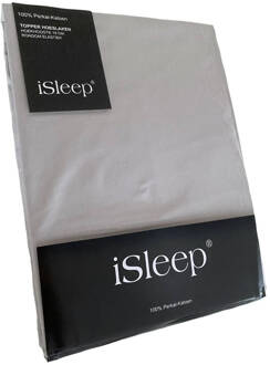 iSleep Topper Hoeslaken Perkal Katoen - Zilver - 180x200