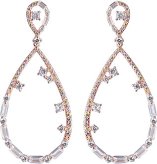 'Islia' Dames 925 Sterling Zilveren Dangle Oorbellen - Roze ZO-7423/RG Rosé