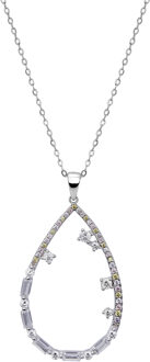 'Islia' Dames 925 Sterling Zilveren Set: Ketting + Oorbellen - Zilver SET-7423 - One Size
