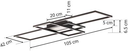 Ismera plafondlamp 3 frames, antraciet zwart mat