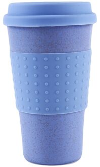 Isolatie Tarwe Fiber Stro Koffie Cup Mok Lekvrij Plastic Mok Cups Draagbare Outdoor Camping Wandelen Picknick cups blauw