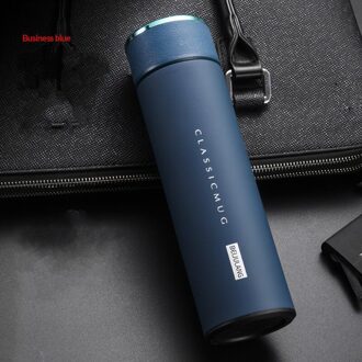 Isoleer Thermos Thee Mok Met Zeef Mok Temperatuur Display Koffie Cup Roestvrijstalen Thermische Fles Thermoskan Met Deksel Temperature-Display / Blauw