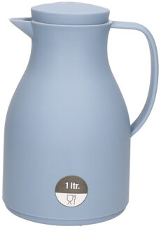 Isoleerkan/koffiekan Blauw 1 Liter Met Drukknop - Thermoskannen