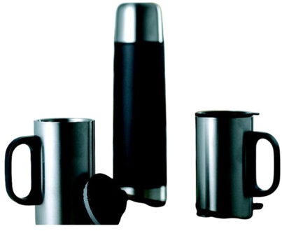Isoset vacuüm geïsoleerde fles & bekerset (set van 3) Zwart - One size