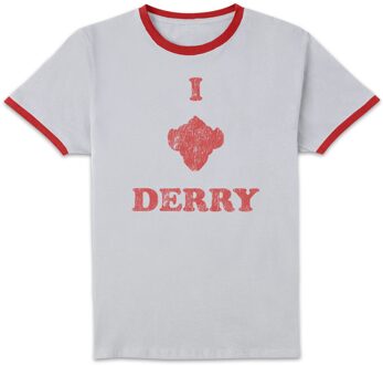 IT Chapter 2 I Heart Derry Unisex Ringer T-Shirt - White/Red - XXL Wit