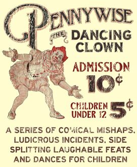 IT - Welcome To Derry Pennywise Vintage Unisex T-Shirt - Cream - L Crème